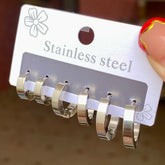 Set Aretes Acero Inoxidable 1249-53